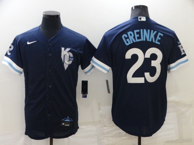 Men Kansas City Royals #23 Greinke Blue City Edition Game Nike 2022 MLB Jersey->kansas city royals->MLB Jersey